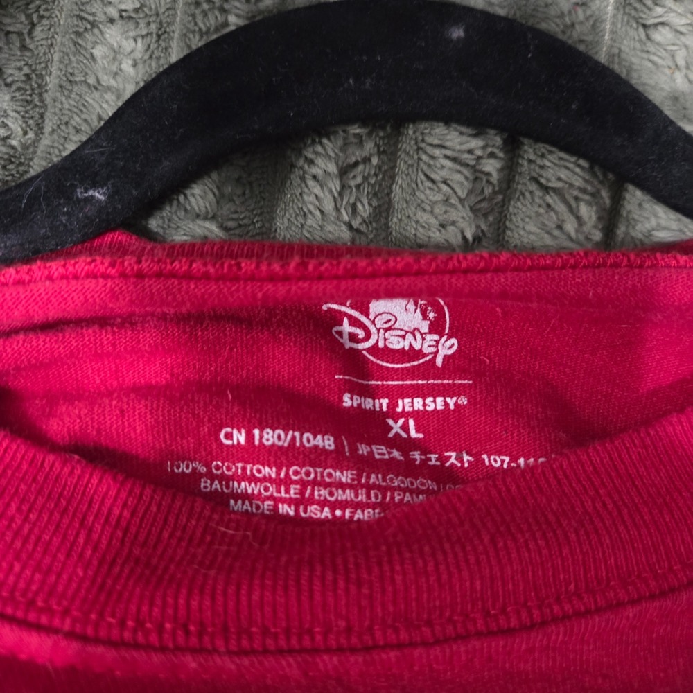 Disney Spirit Jersey Mickey Mouse Long Sleeve Shirt Red Mens XL Made in USA - Picture 6 of 8